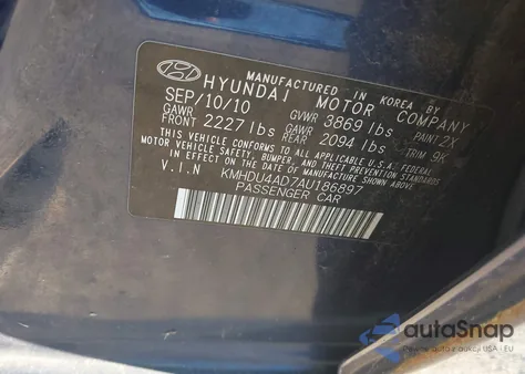 2010 Hyundai Elantra Gls из США, поврежденный, VIN KMHDU4AD7AU186897